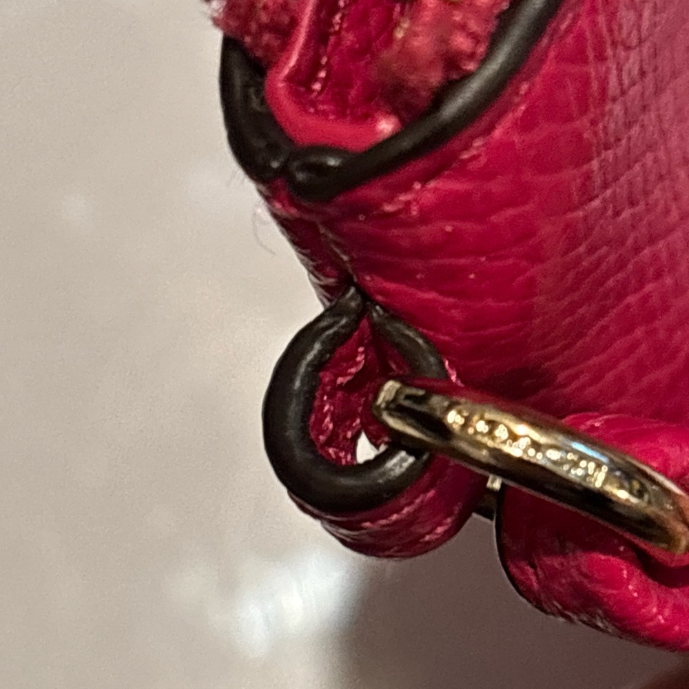 Coach Hot Pink Pebbled Leather Wristlet with Gold Logo - Picture 3 of 7